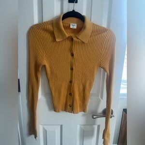 Abercrombie & Fitch Mustard Ribbed Polo Cardigan